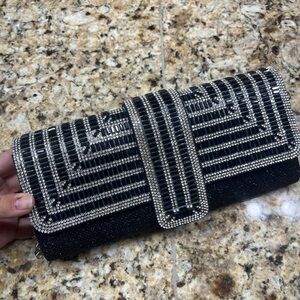 Elegant Black and Silver Clutch
